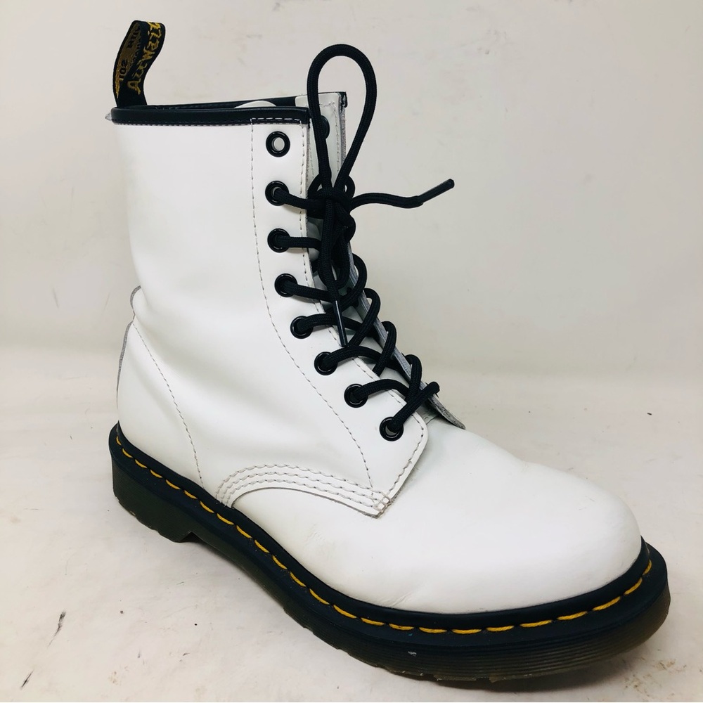 Dr. Marten’s White Patent Leather Ankle Boots 11821
